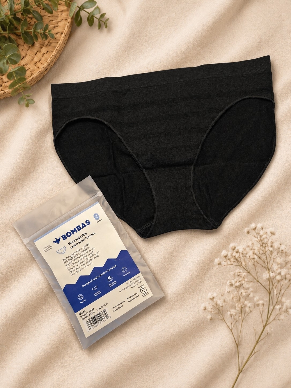 Bombas Womand Black Briefs - Soft Supportive Everyday Underwear Size XS-S